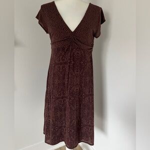 Athleta Mandala Burnout Cap Sleeve Brown Dress Sz M *A1